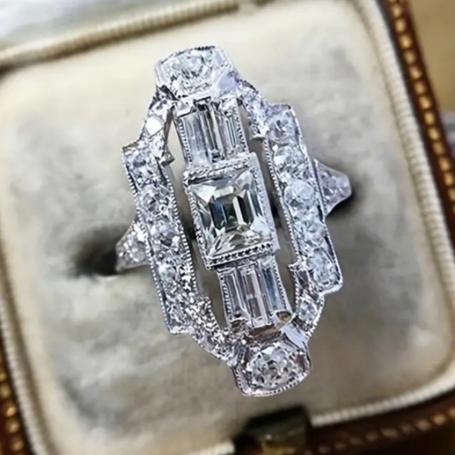 Zales Silver And White Gemstone Ring